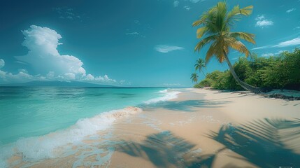 Wall Mural - Scenic Tropical Beach with Palm Trees