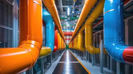 Sticker - Colorful Pipes in a Modern Data Center