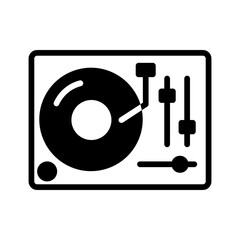 Wall Mural - Vector solid black icon for Turntable