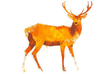 Realistic deer silhouette drawing isolated against a white background	