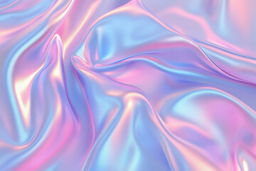 Poster - Smooth pink and blue satin fabric flowing of abstract shapes