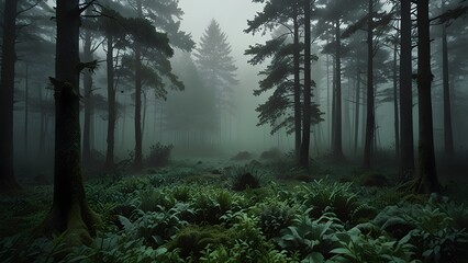 misty morning in the forest