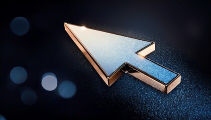 Poster - A sparkly cursor arrow icon on a dark background, highlighting its sleek design and glimmering texture.