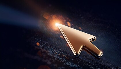 Poster - A golden cursor icon shines against a dark, textured background, symbolizing digital navigation and technology.