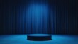 © Pemika - A dramatic stage scene featuring a circular podium illuminated by a soft blue light, ideal for performances or presentations.
