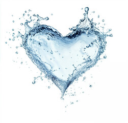 Poster - Water splashing in the shape of a heart on white background