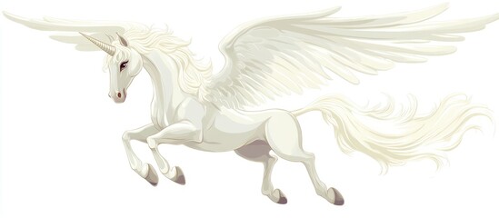 Cartoon depiction of a pegasus against a white backdrop