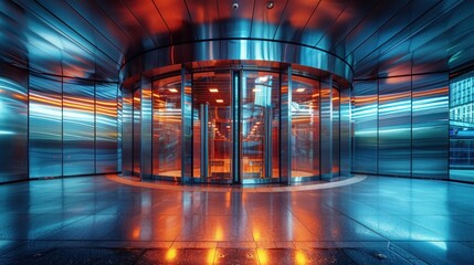 Poster - Modern Entrance with Neon Lights