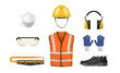 © Vikivector - Personal safety outfit uniform equipment for industrial work set realistic vector illustration