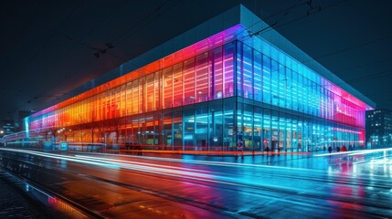 Wall Mural - Illuminated Modern Building at Night