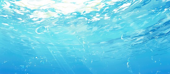 Poster - Serene underwater scene showcasing the shimmering surface of the sea ideal for design purposes with ample space for text