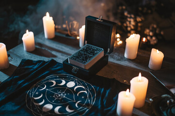 tarot deck on a wooden background