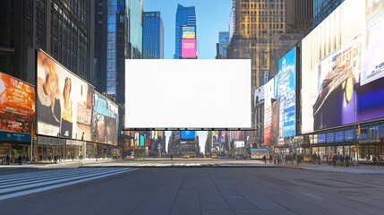 Wall Mural - Mockup of an Empty Billboard in Times Square, New York City