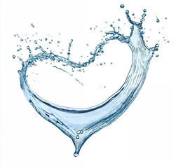 Poster - Water splash forming heart shape isolated on white background