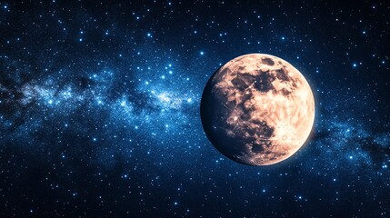 Wall Mural - A close-up of the moon with the milky way in the background.