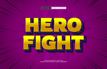 Wall Mural - hero fight editable text effect with a comic and cartoon text style