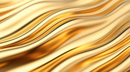 Poster - Flowing liquid gold texture, abstract metallic waves with a glossy sheen, shimmering golden tones reflecting light