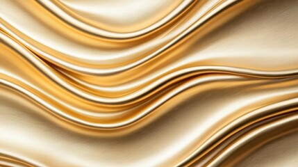 Poster - Golden molten metal, abstract flowing waves, high-gloss surface with soft light reflections, elegant and fluid composition
