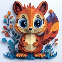 Canvas Print - Cute Paper Squirrel.