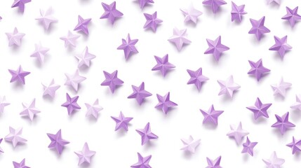 Poster - Abstract seamless pattern featuring randomly arranged purple stars casting soft shadows on a white background