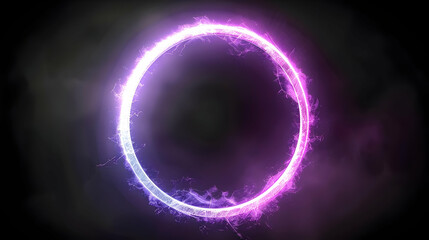 Canvas Print - Abstract Glowing Purple and White Ring with a Dark Background