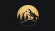 © BozStock - A simple, minimalist logo with a mountain silhouette and forest against a gold circle on a black background.