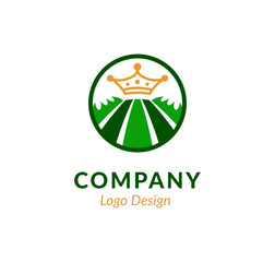 Wall Mural - King lawn mower logo vector,  lawn care logo design