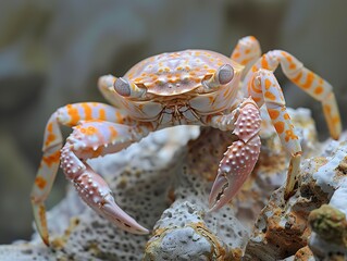 Canvas Print - Close Up of a Colorful Crab on Coral Reef