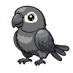 Sticker - Cute Grey Parrot.