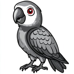 Sticker - Grey Parrot Cartoon.