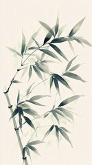 Poster - Delicate bamboo leaves gently swaying against a soft background in an artistic representation of nature’s tranquility