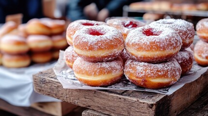 Wall Mural - A box of donuts with powdered sugar on top