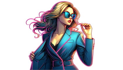 Successful and Independent Businesswoman, Beautiful and Happy, Making Money, Animation in Business Suit, White Background