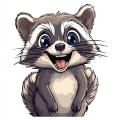 Canvas Print - Cute Raccoon Cartoon.