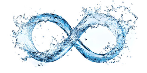 Wall Mural - Water infinity symbol splash isolated on white background