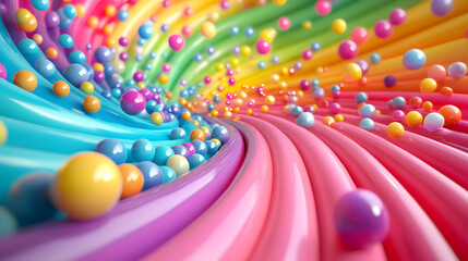 Wall Mural - A vibrant assortment of colorful rainbow candy treats 3d illustration