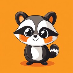 Sticker - Cute Raccoon Cartoon.