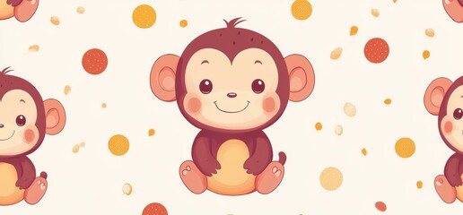 Canvas Print - Cute Monkey Pattern.