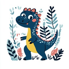 Canvas Print - Cute Dinosaur Illustration.