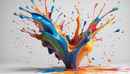 Poster - Abstract colorful paint splash on white background,, illustration, wall paper design