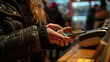 © GenerativeAIpicture - A woman is using her cell phone to pay for something at a store