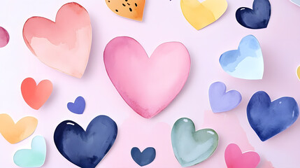 Sticker - Hand painted heart cute watercolor background