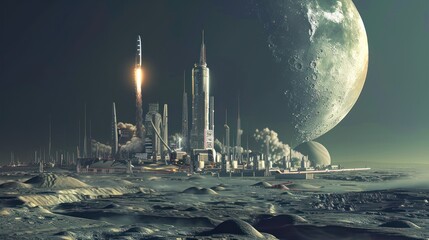 Wall Mural - Futuristic Cityscape on a Distant Planet