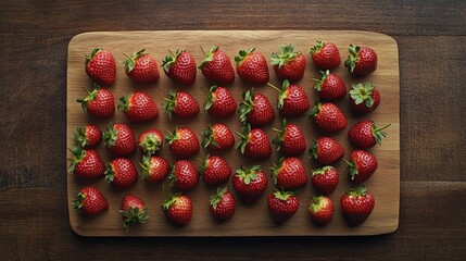 Sticker - Fresh Strawberries on Wooden Cutting Board