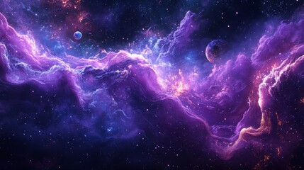 Wall Mural - cosmic nebula with stars and planets in a deep space scene
