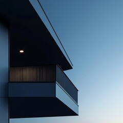 Poster - A minimalist balcony with a single light fixture on a modern building.