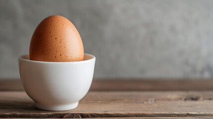 boiled brown egg in white cup