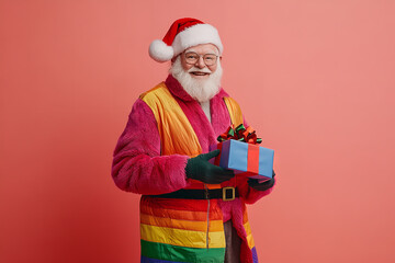 Sticker - Modern Santa in Stylish LGBT-Inspired Outfit Delivers Holiday Cheer  