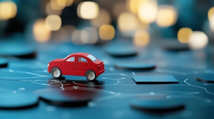 Fototapete - a simplified circular flow chart depicting the decision making process for choosing a new car, with 