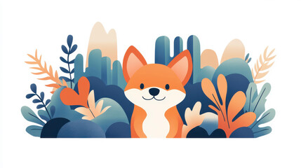 Sticker - Vibrant watercolor graphic showcasing a playful corgi among blooming flowers, perfect for tees and home decor.